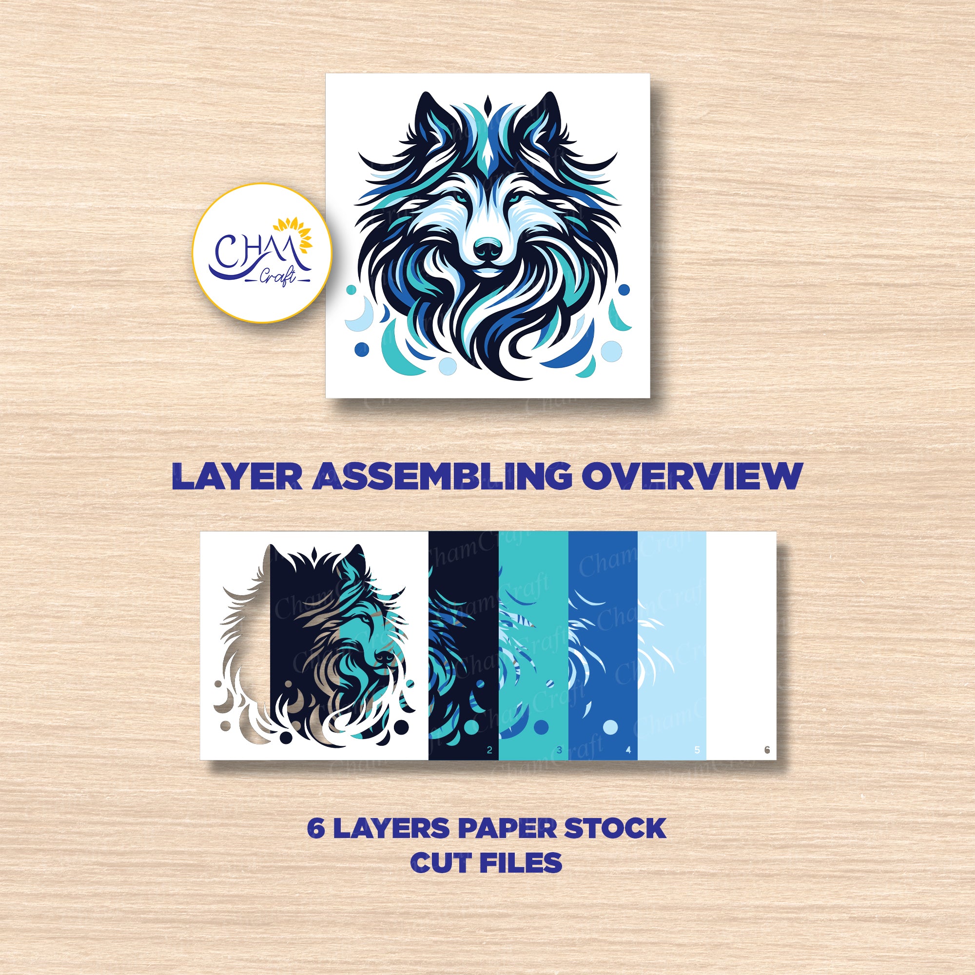 3D Arctic Wolf Shadow Box SVG Paper Cut Template