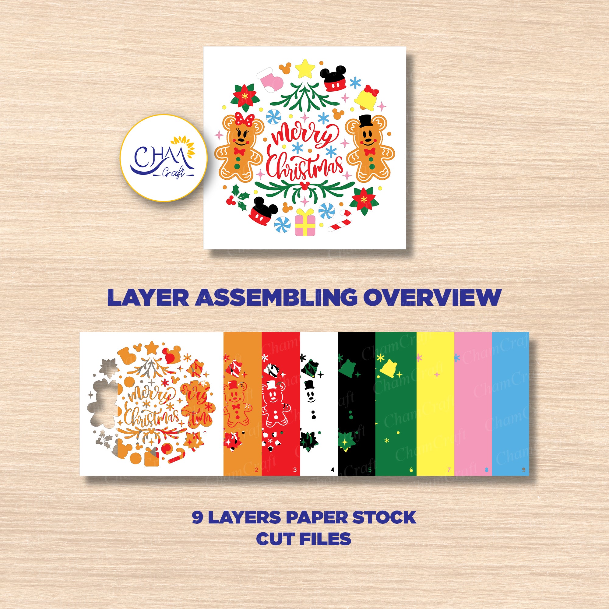 3D Christmas Gingerbread Shadow Box SVG Paper Cut Template