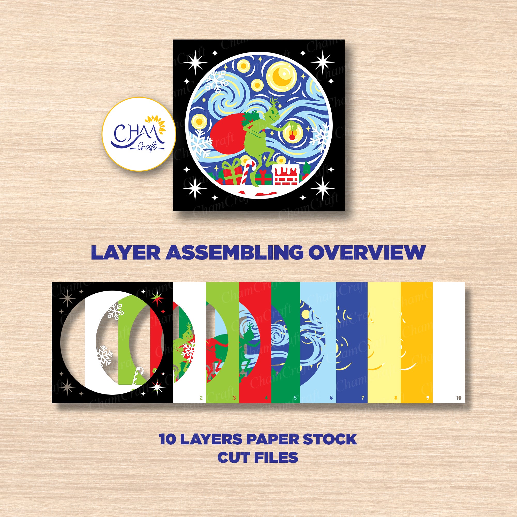 3D Christmas Thief Shadow Box SVG Paper Cut Template