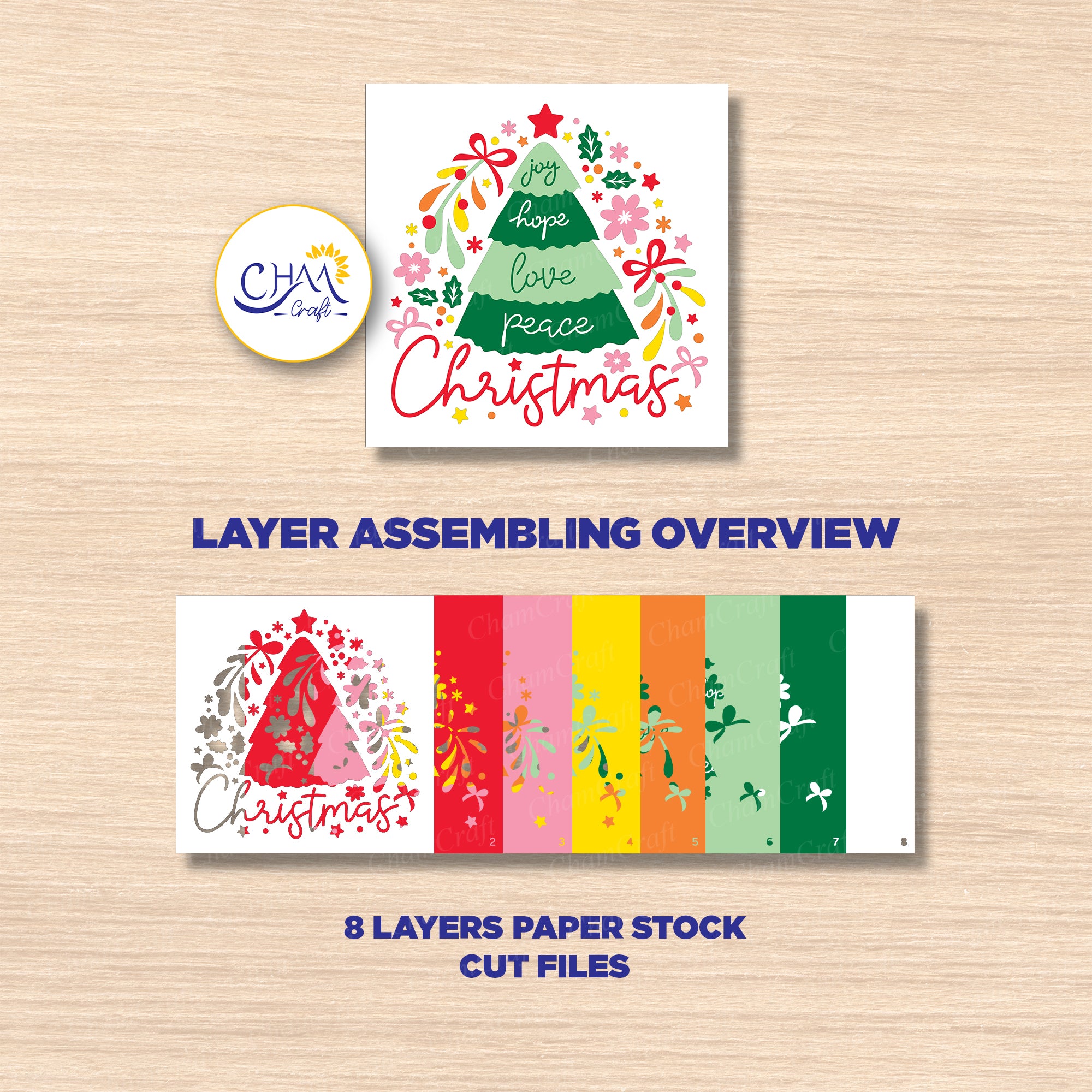 3D Christmas Tree Shadow Box SVG Paper Cut Template