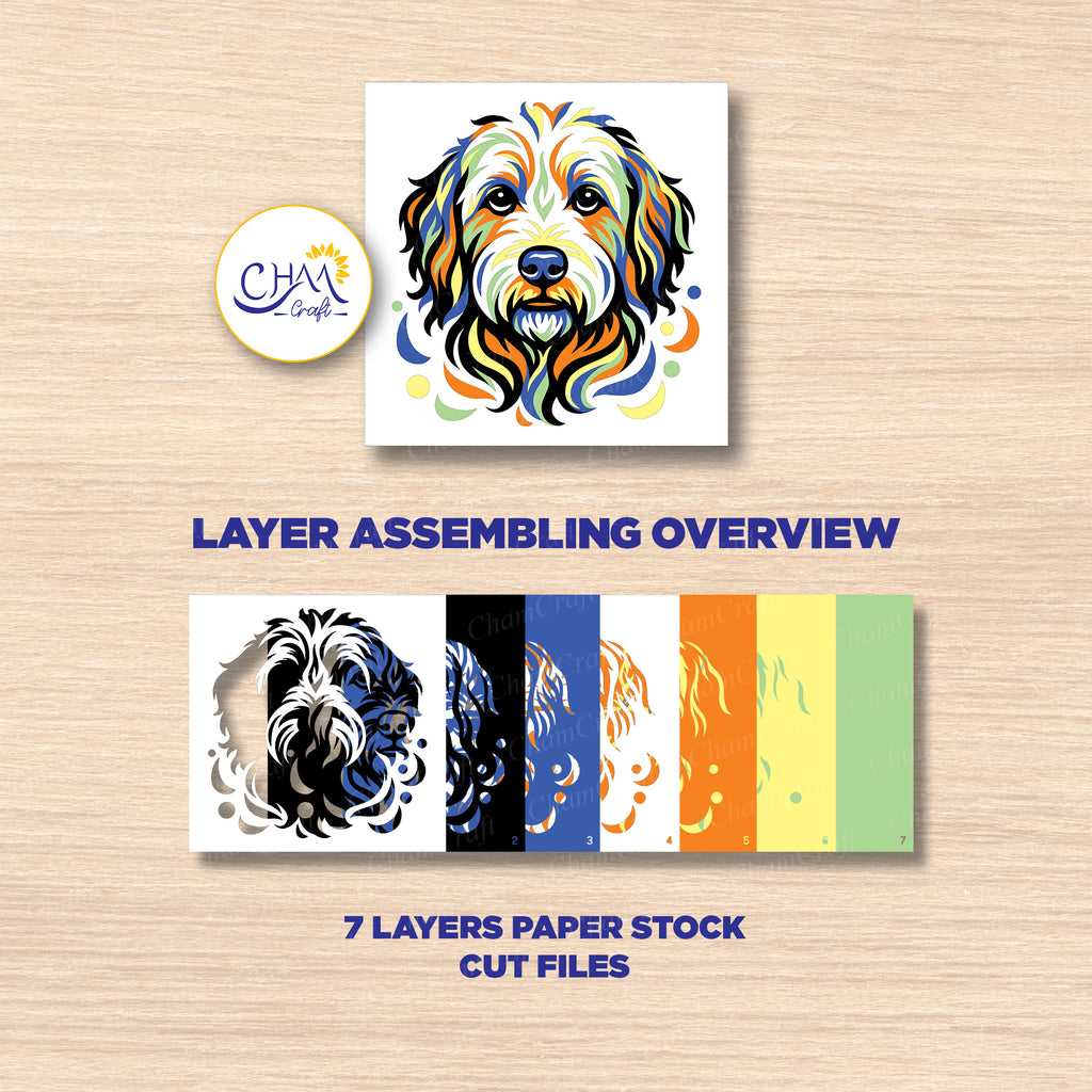3D Doodle Dog Shadow Box SVG Paper Cut Template
