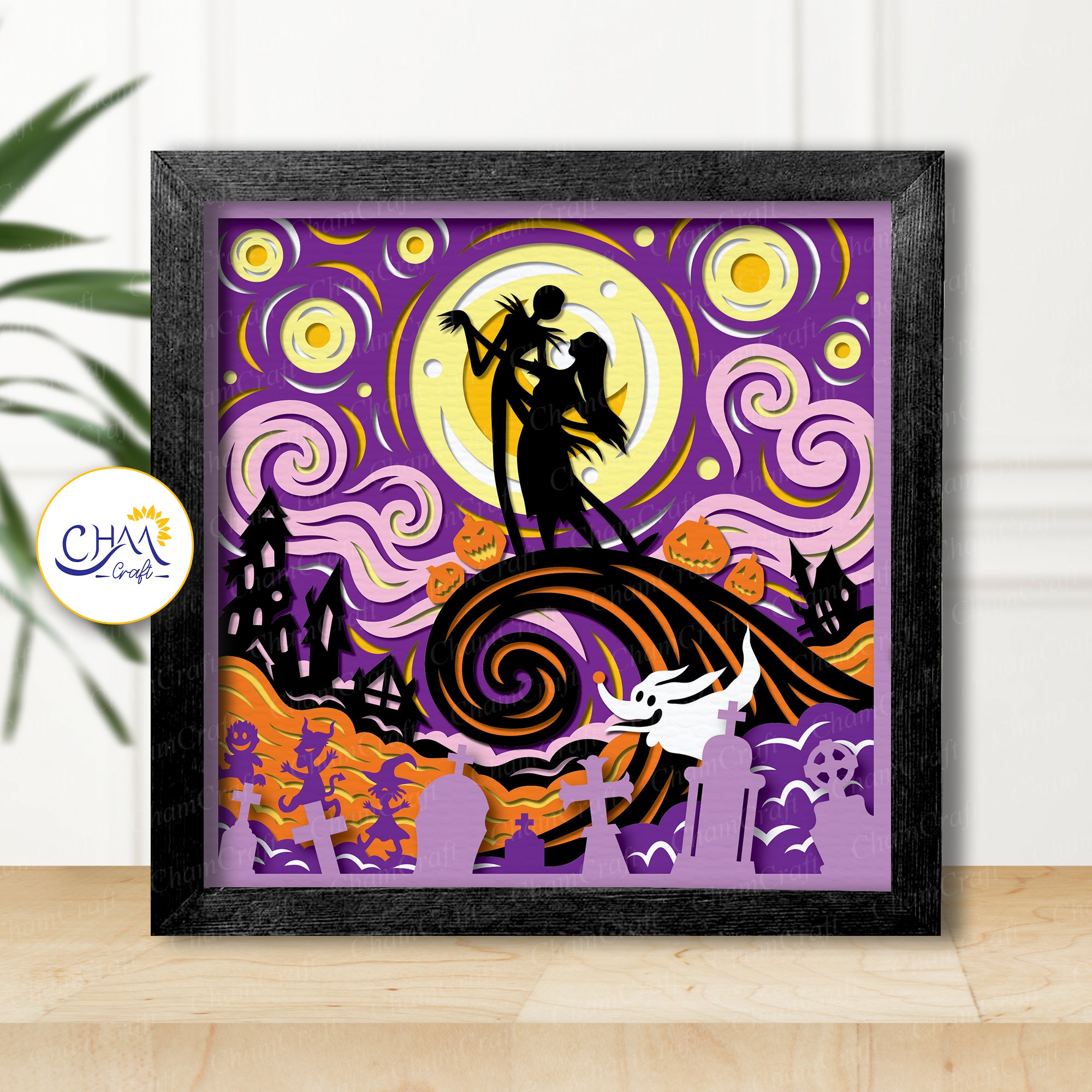 3D Nightmare Before Christmas 2 Shadow Box SVG Paper Cut Template