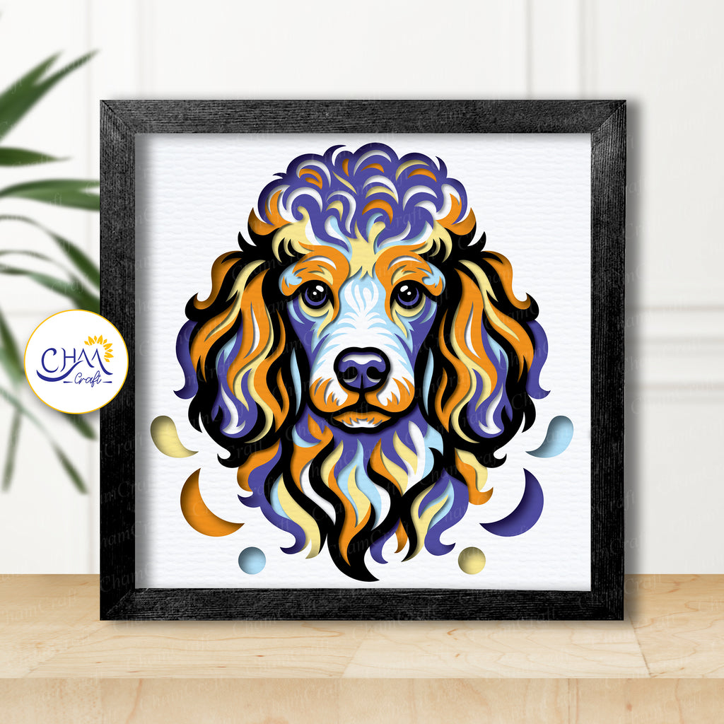 3D Poodle Shadow Box SVG Paper Cut Template