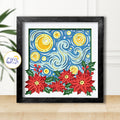3D Starry Night Poinsettia Shadow Box SVG Paper Cut Template