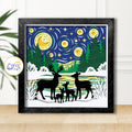 3D Winter Deer Shadow Box SVG Paper Cut Template