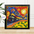 3D Sunset Train Shadow Box SVG Paper Cut Template