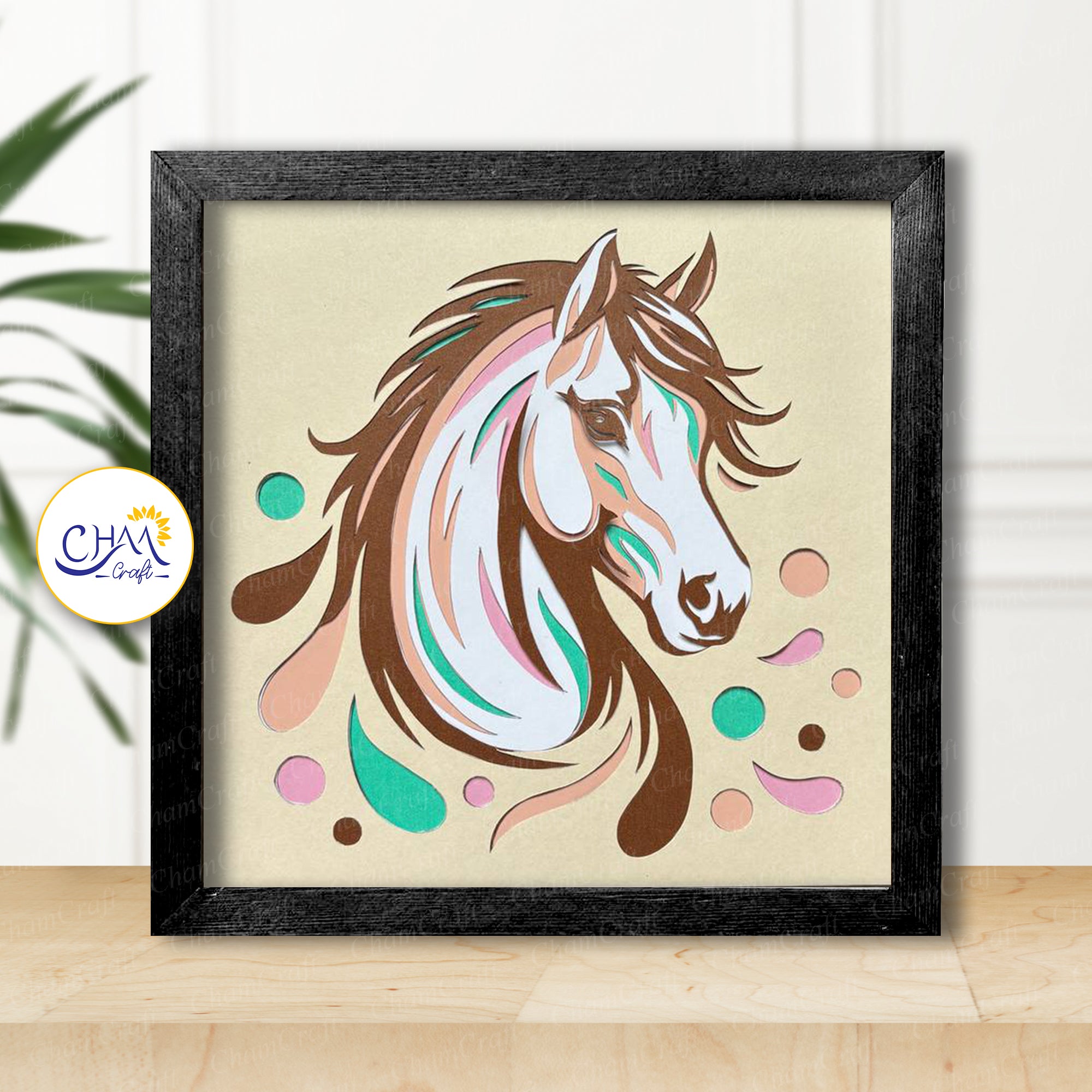 3D Horse Shadow Box SVG Paper Cut Template