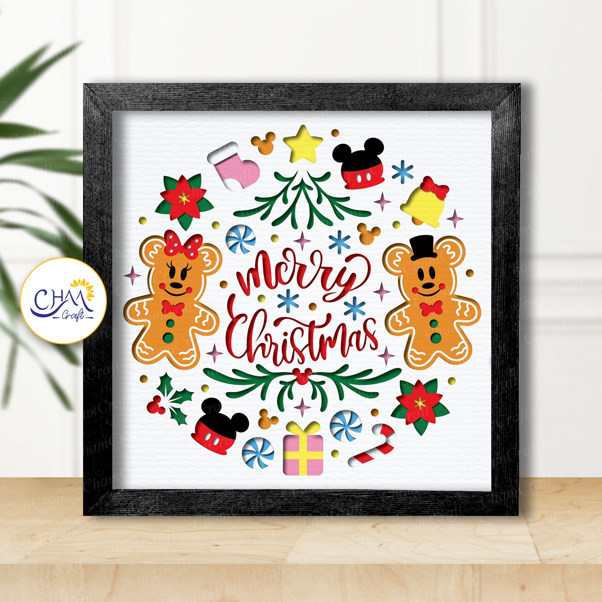 3D Christmas Gingerbread Shadow Box SVG Paper Cut Template
