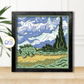3D Wheat Field With Cypresses Shadow Box SVG Paper Cut Template