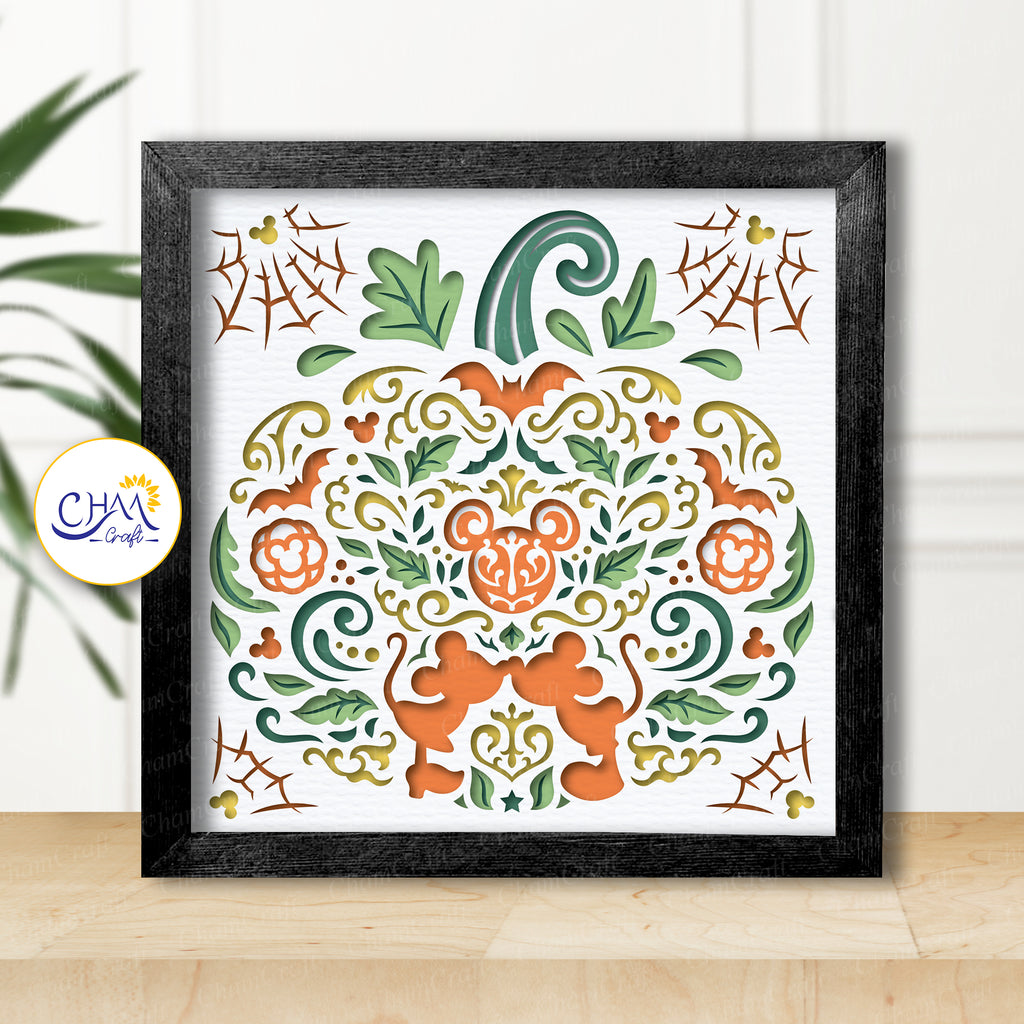 3D Pumpkin Halloween Shadow Box SVG Paper Cut Template