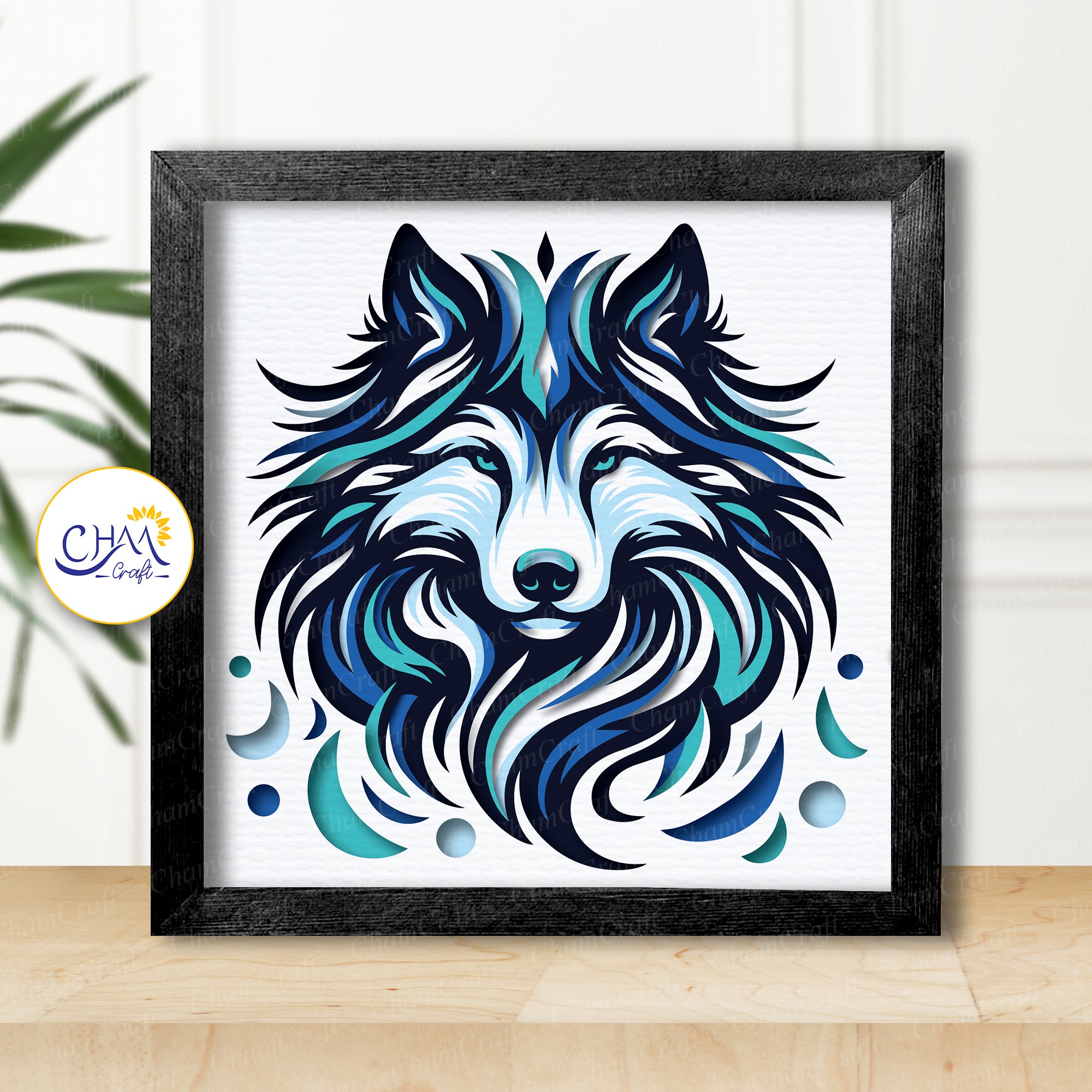 3D Arctic Wolf Shadow Box SVG Paper Cut Template