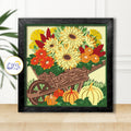 3D Autumn Flowers Cart Shadow Box SVG Paper Cut Template