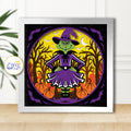 3D Halloween Witch Shadow Box SVG Paper Cut Template