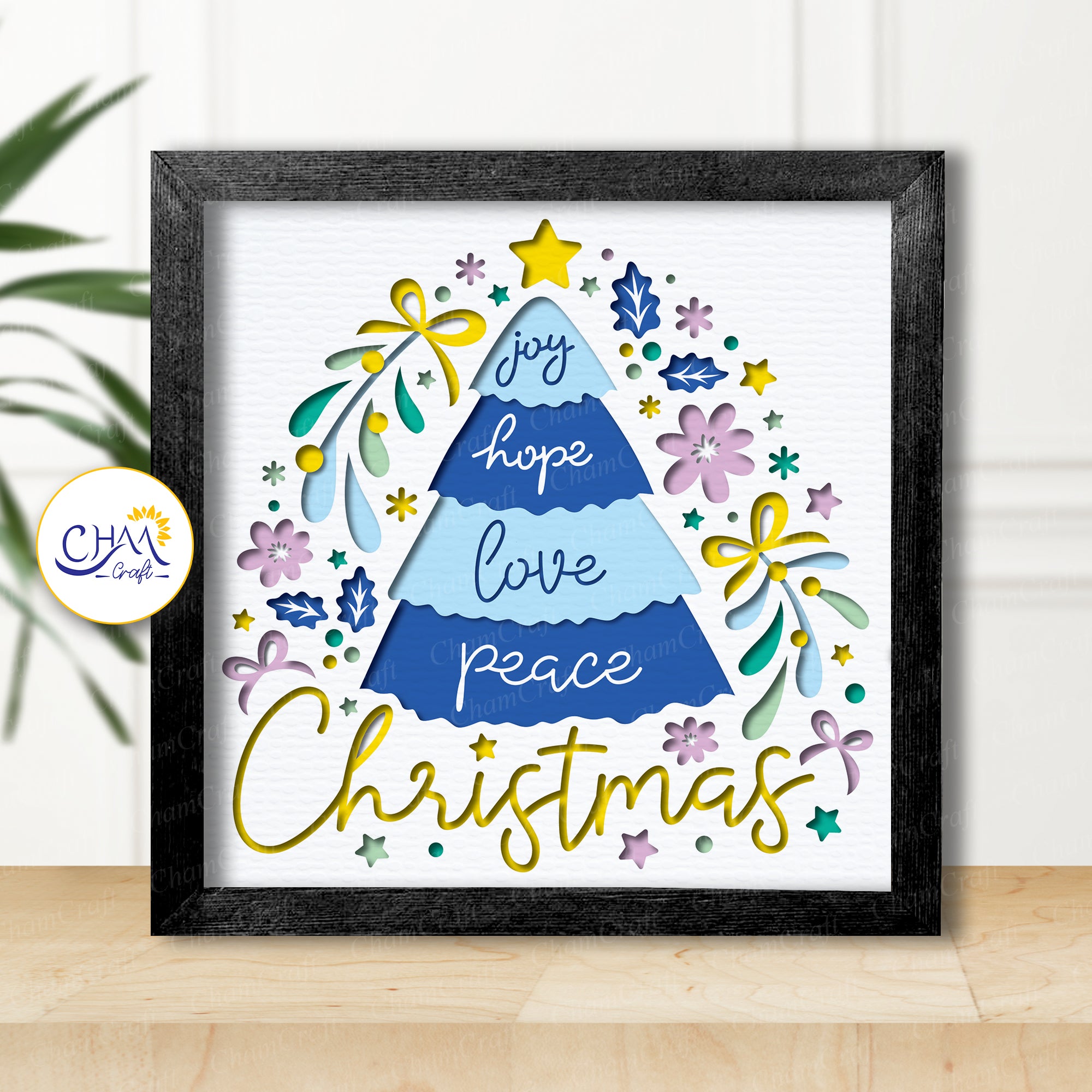 3D Christmas Tree Shadow Box SVG Paper Cut Template