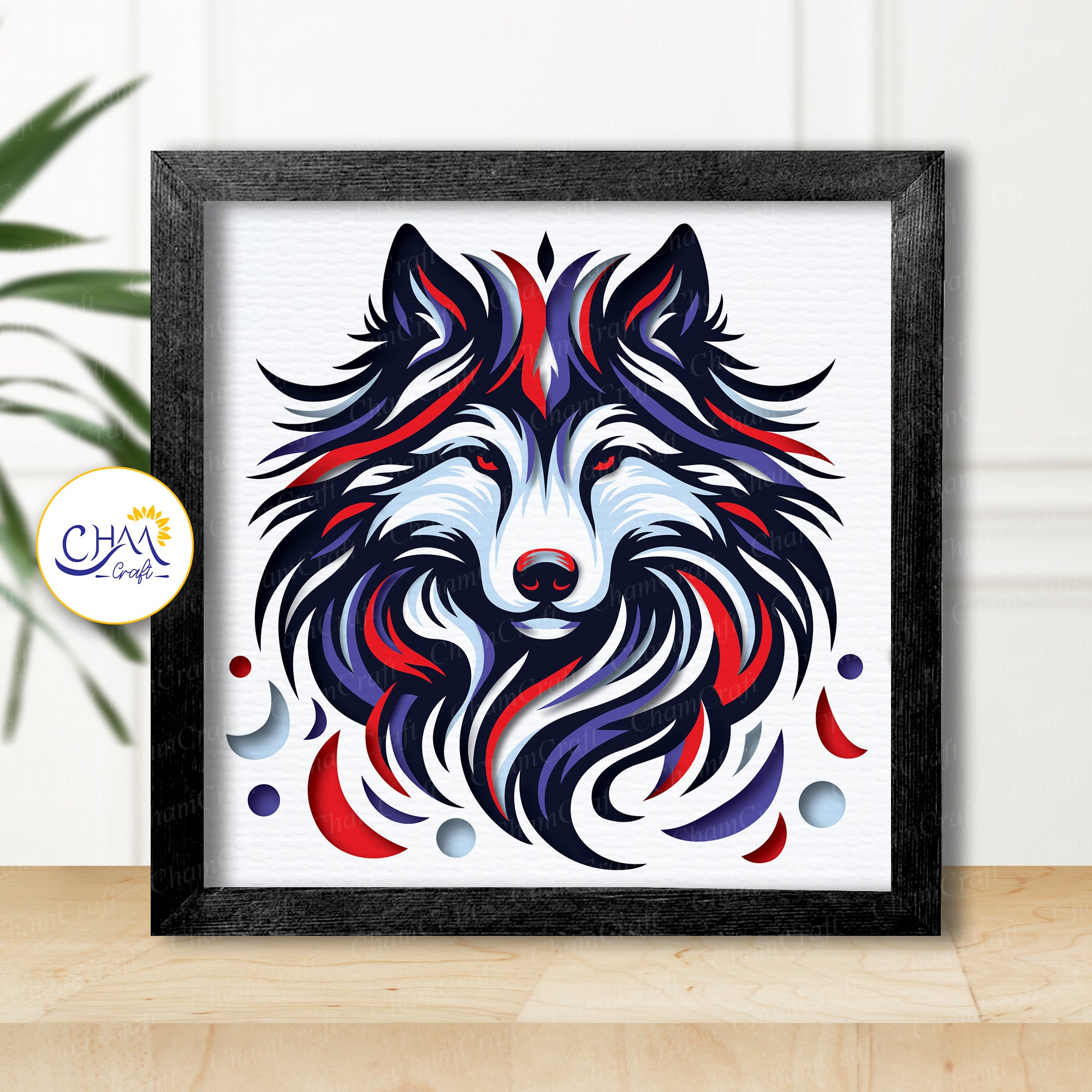 3D Arctic Wolf Shadow Box SVG Paper Cut Template