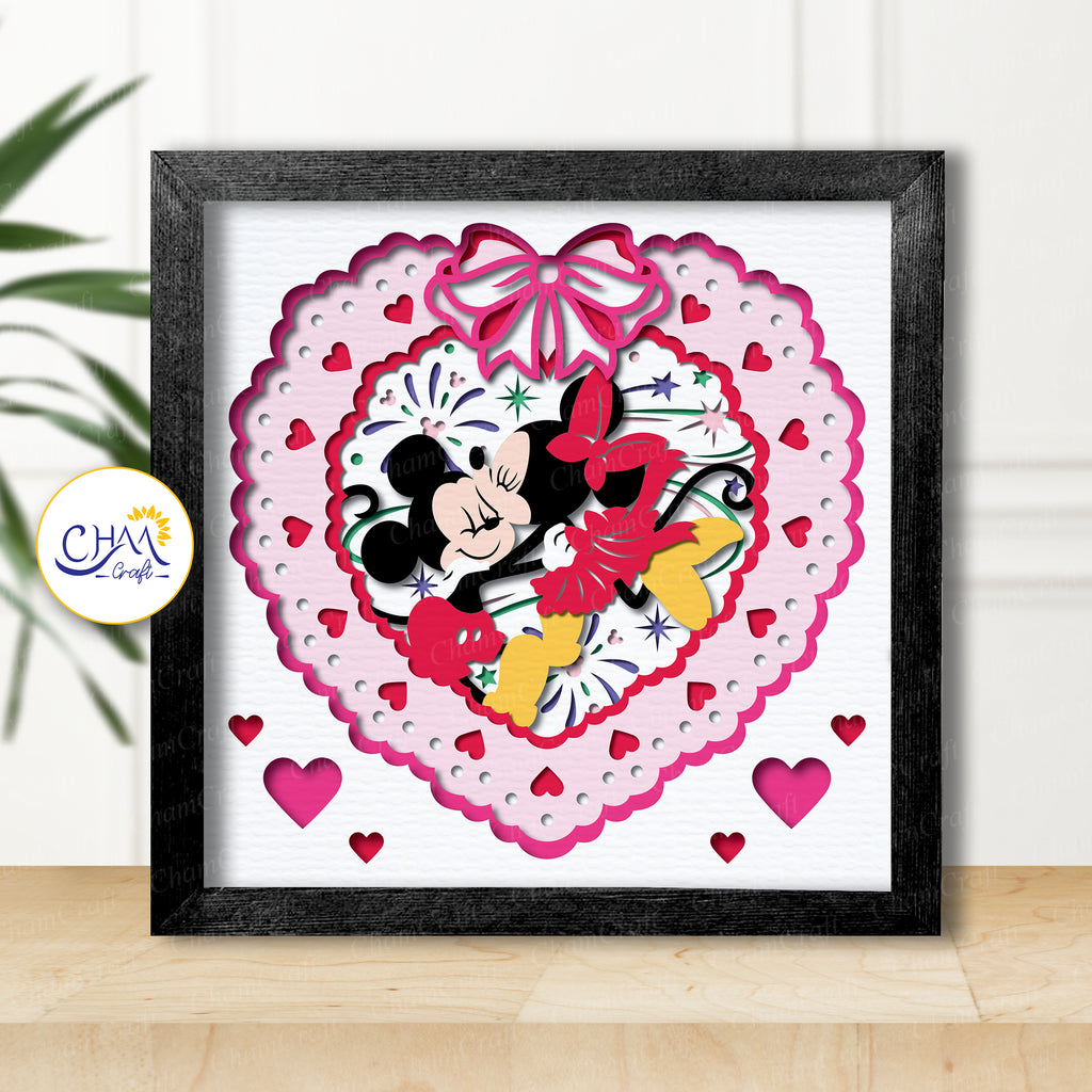 3D Happy Valentine Shadow Box SVG Paper Cut Template