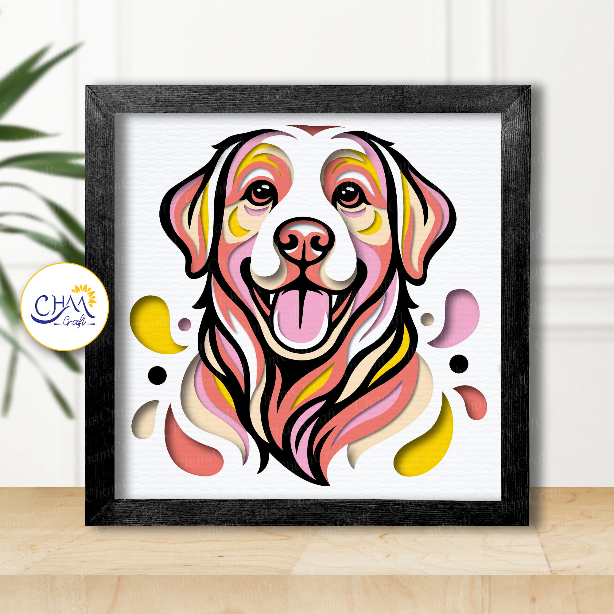3D Labrador Retriever Shadow Box SVG Paper Cut Template