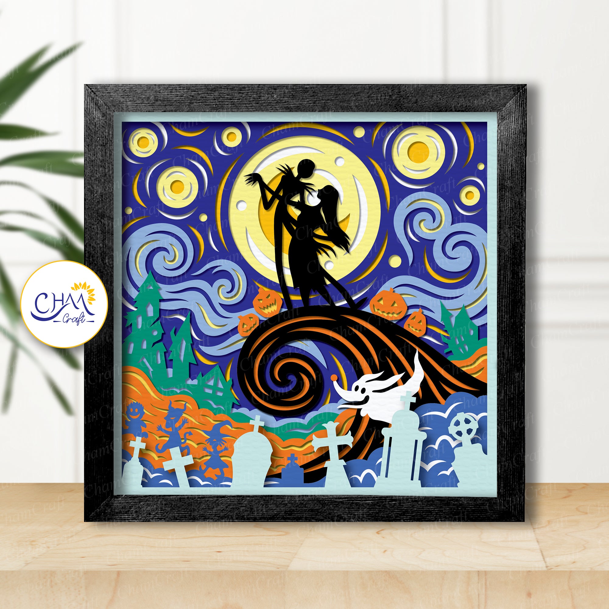 3D Nightmare Before Christmas 2 Shadow Box SVG Paper Cut Template