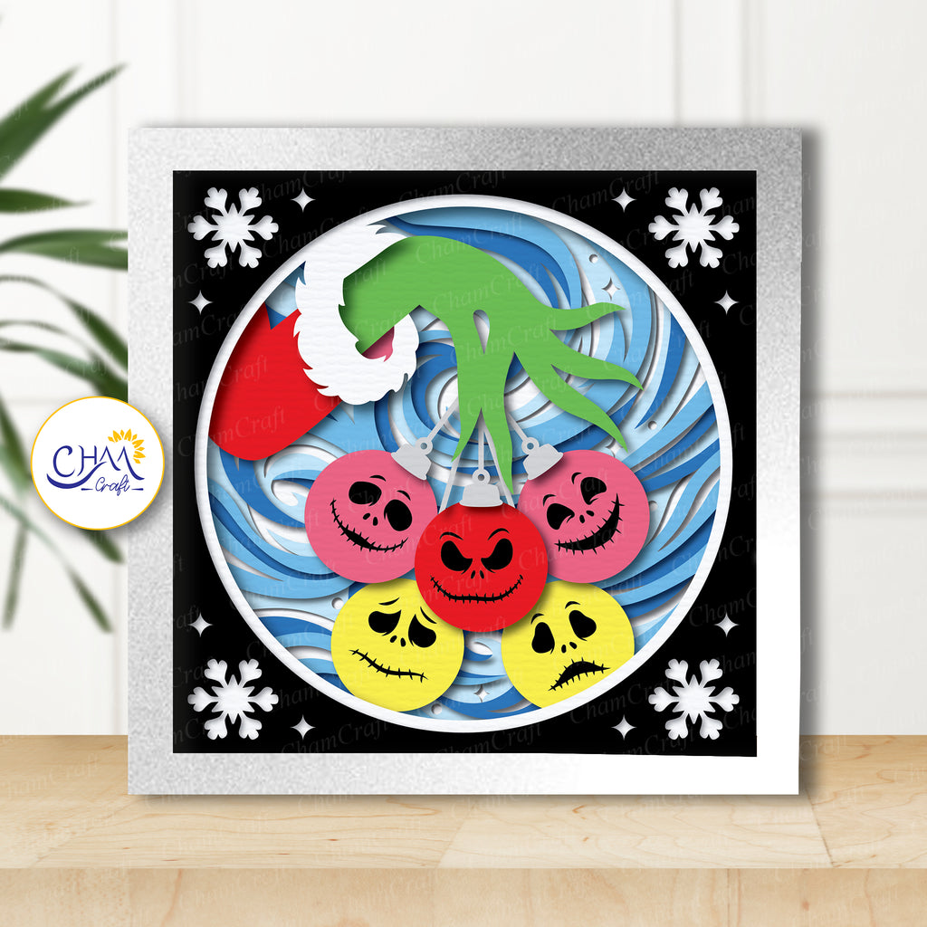 3D Nightmare Before Christmas 1 Shadow Box SVG Paper Cut Template