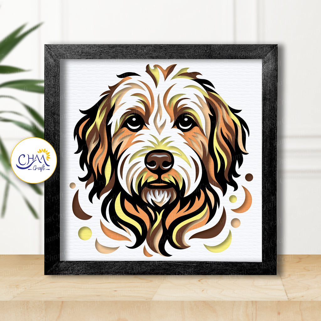 3D Doodle Dog Shadow Box SVG Paper Cut Template