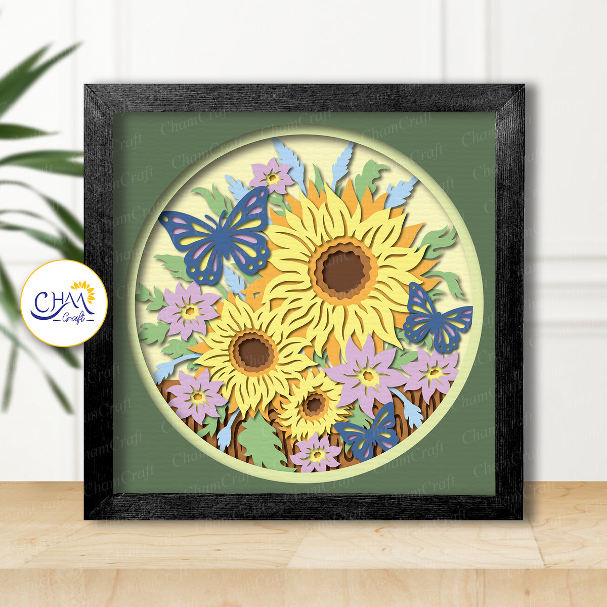 3D Autumn Flowers Shadow Box SVG Paper Cut Template