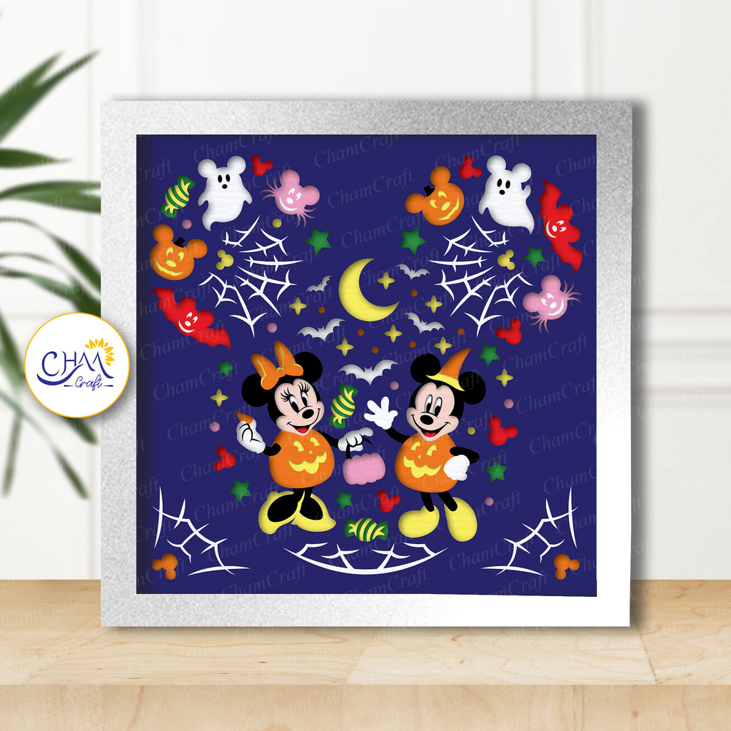 3D Halloween Mouse Shadow Box SVG Paper Cut Template