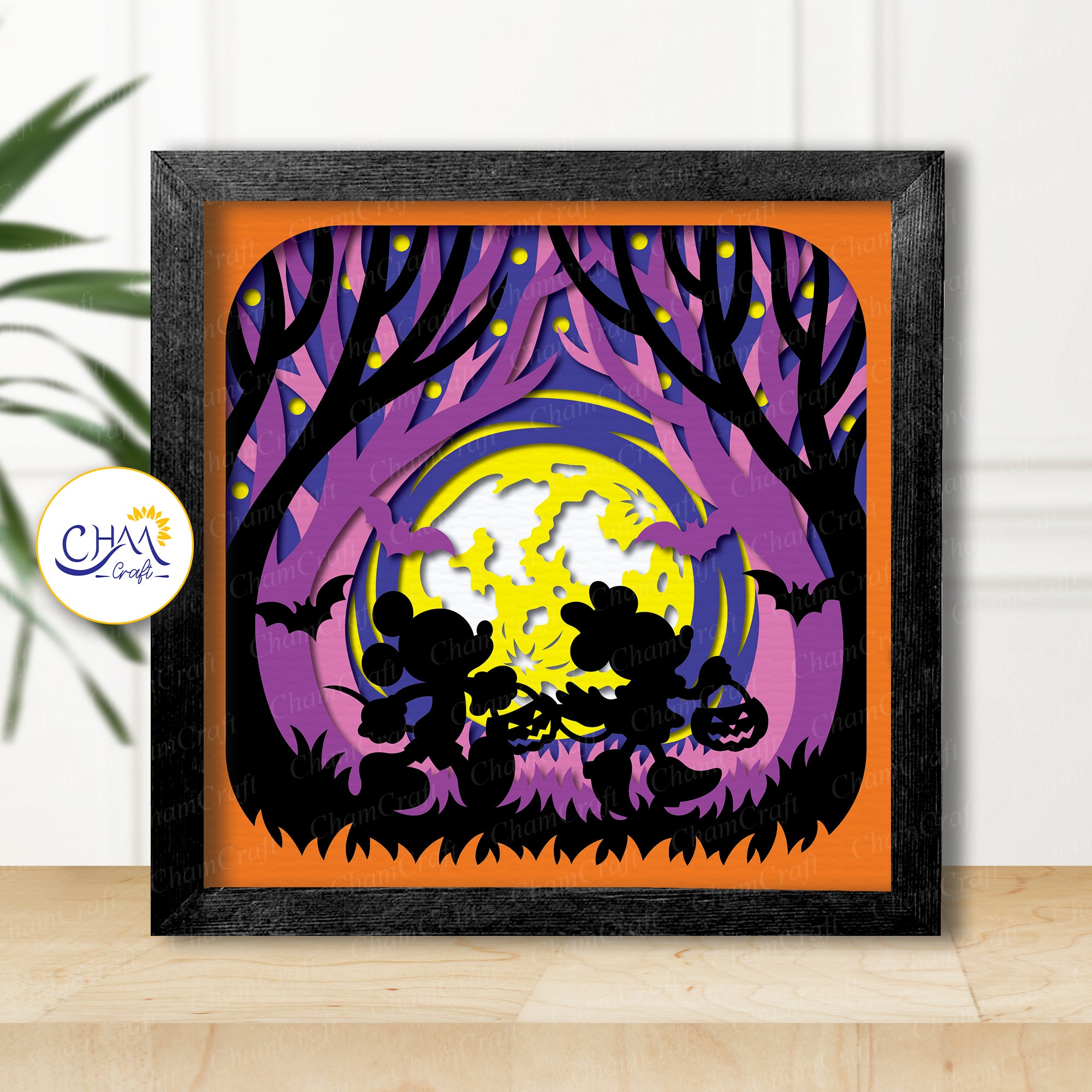 3D Halloween Scene Shadow Box SVG Paper Cut Template