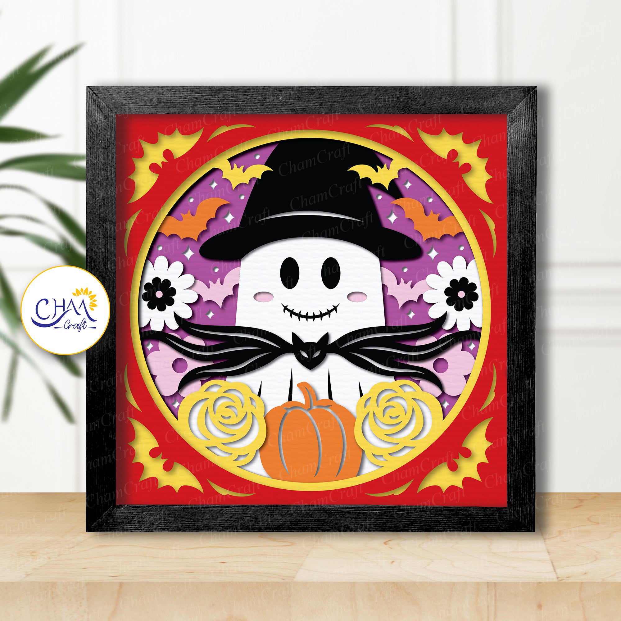 3D Nightmare Ghost Shadow Box SVG Paper Cut Template