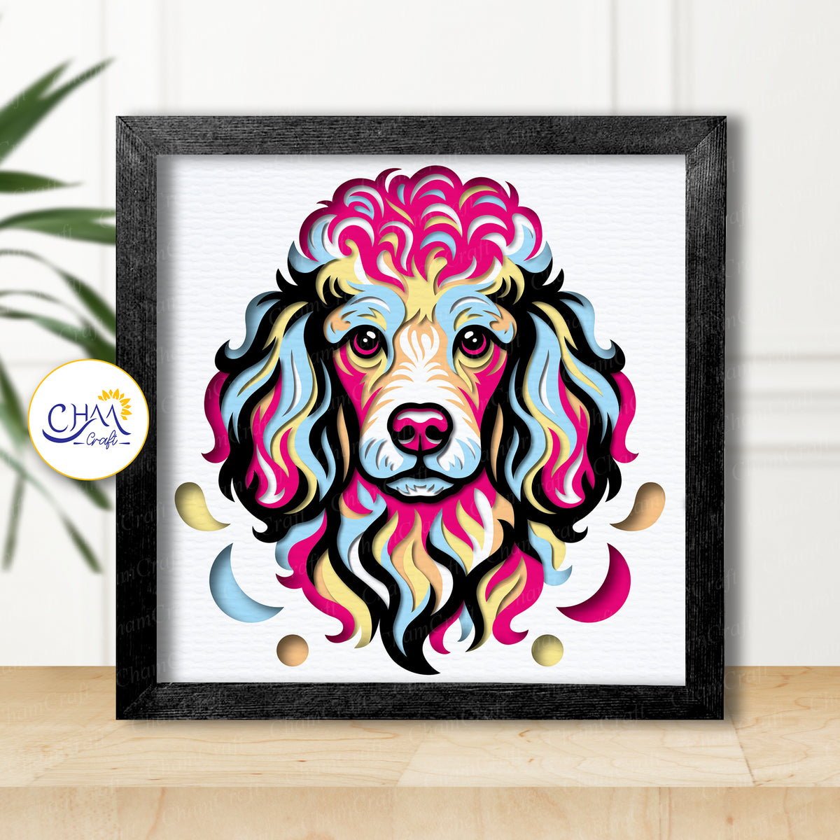 3D Poodle Shadow Box SVG Paper Cut Template