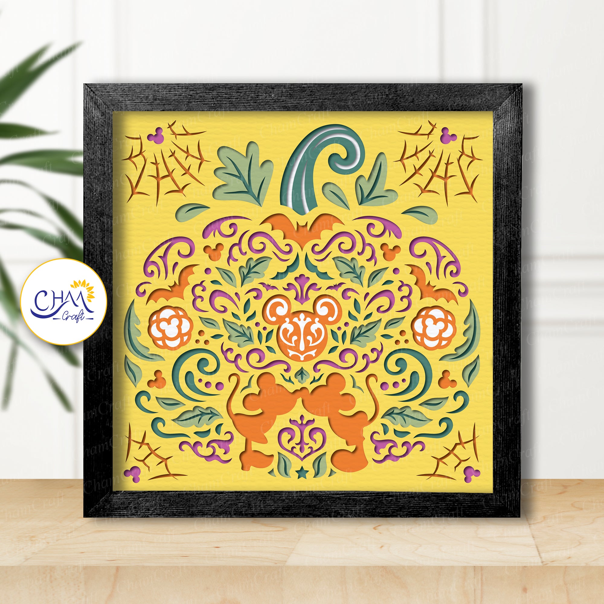 3D Pumpkin Halloween Shadow Box SVG Paper Cut Template