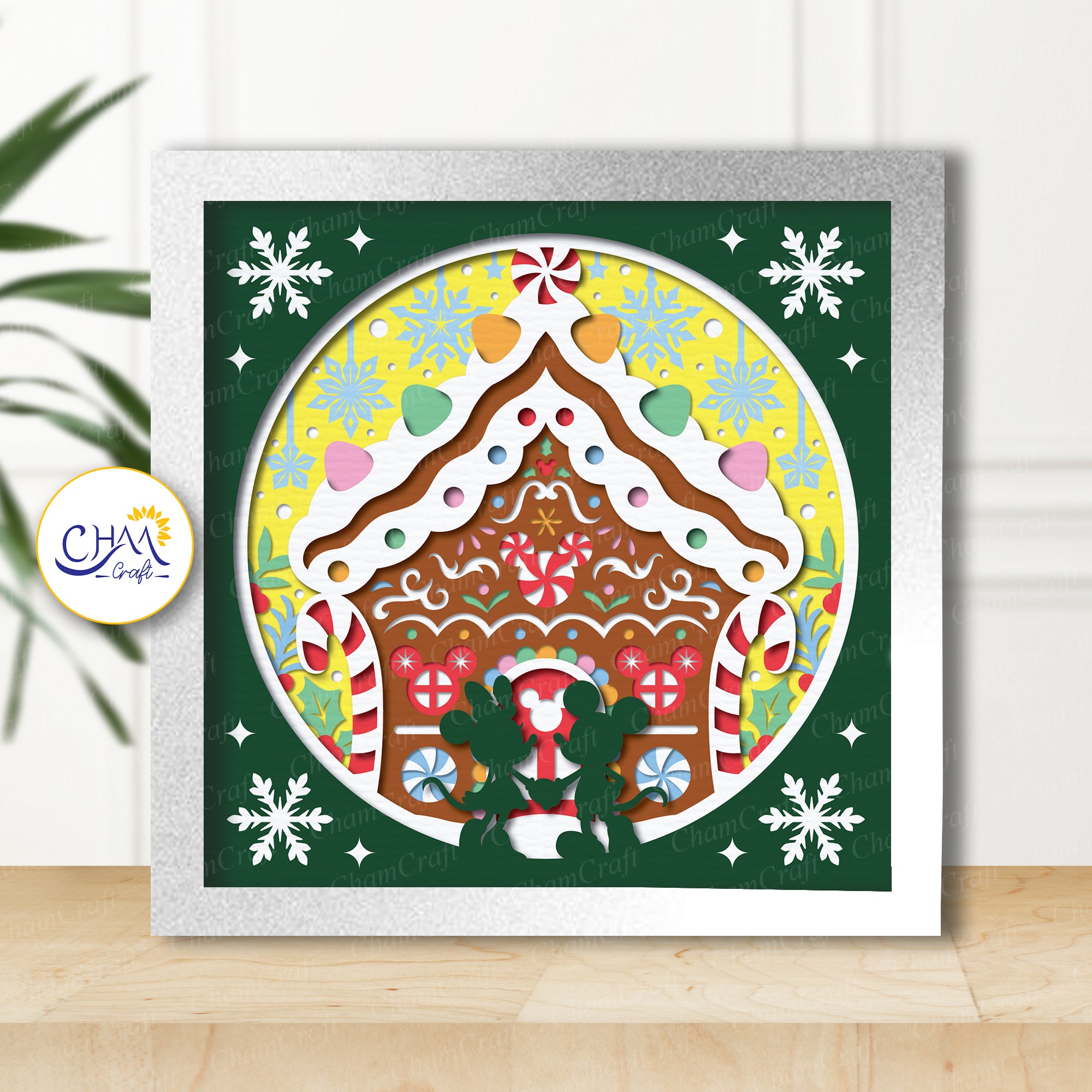 3D Gingerbread House Shadow Box SVG Paper Cut Template