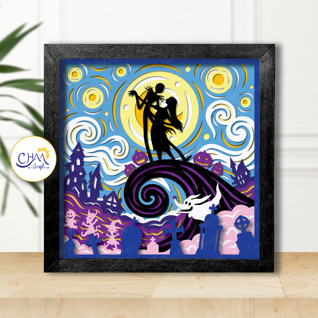 3D Nightmare Before Christmas 2 Shadow Box SVG Paper Cut Template