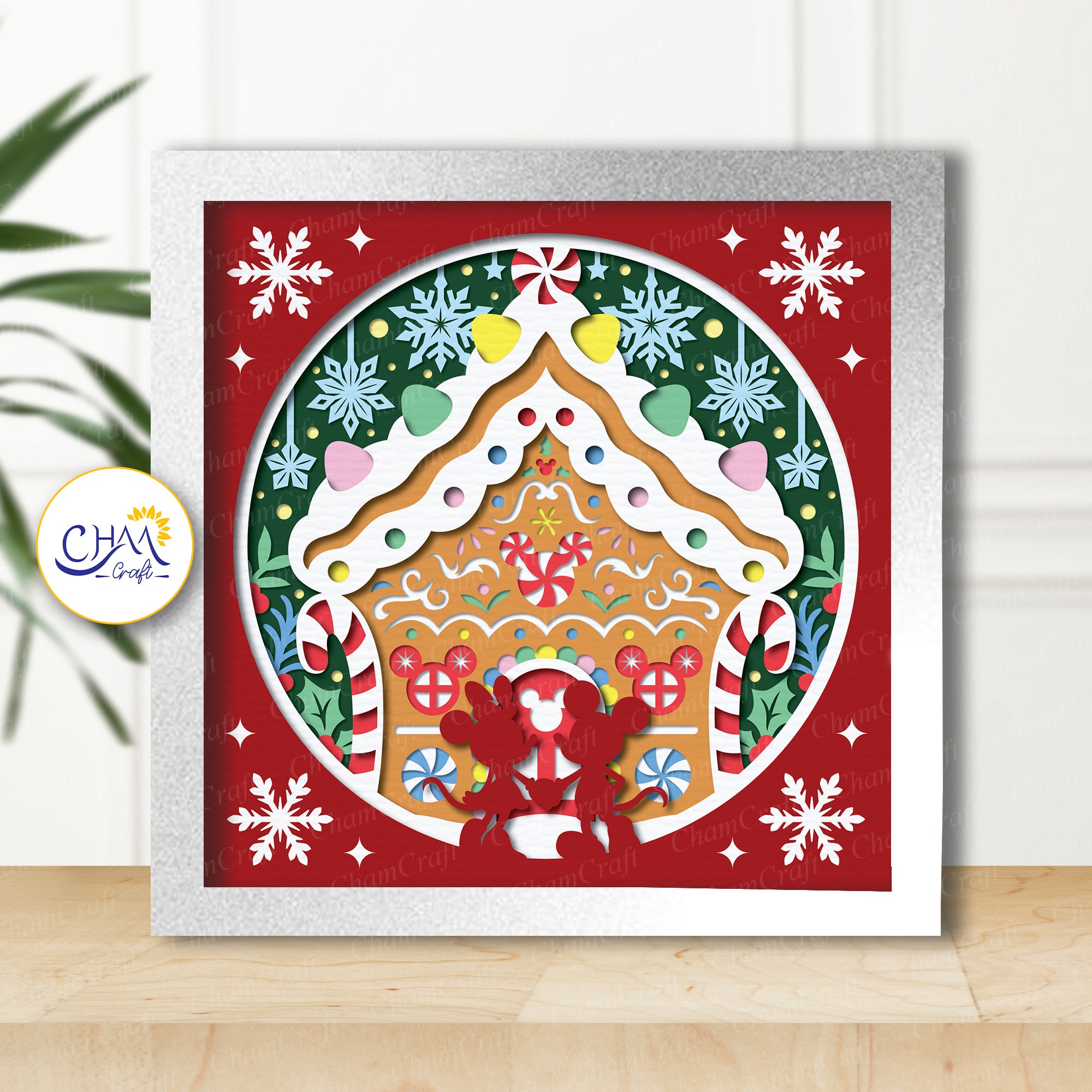 3D Gingerbread House Shadow Box SVG Paper Cut Template