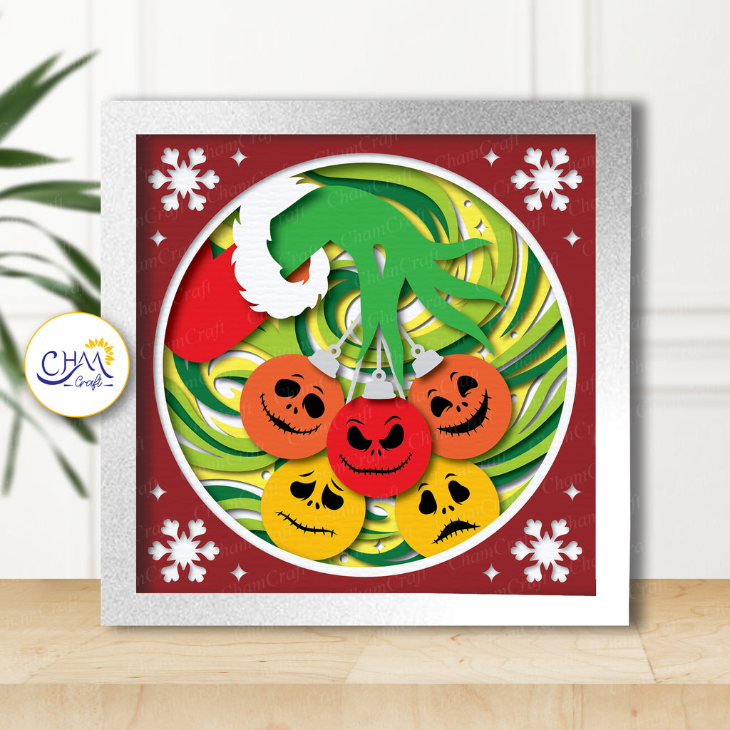 3D Nightmare Before Christmas 1 Shadow Box SVG Paper Cut Template