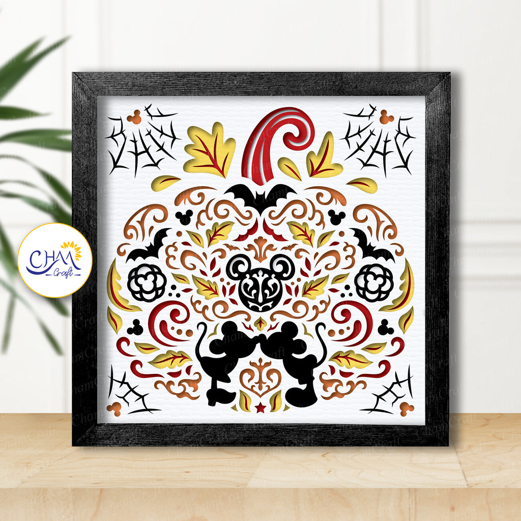 3D Pumpkin Halloween Shadow Box SVG Paper Cut Template