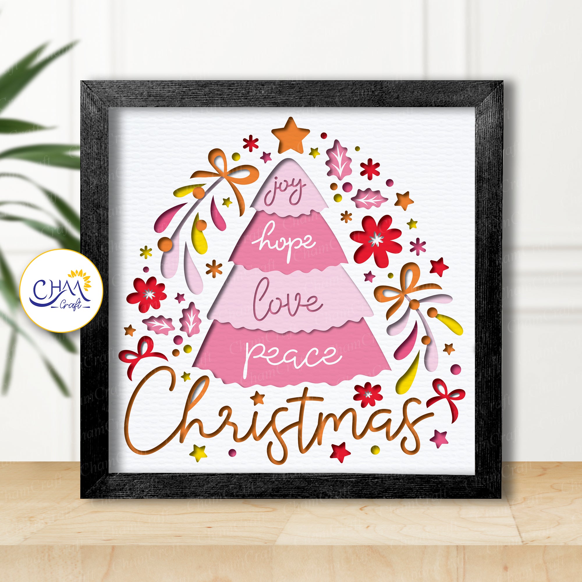 3D Christmas Tree Shadow Box SVG Paper Cut Template
