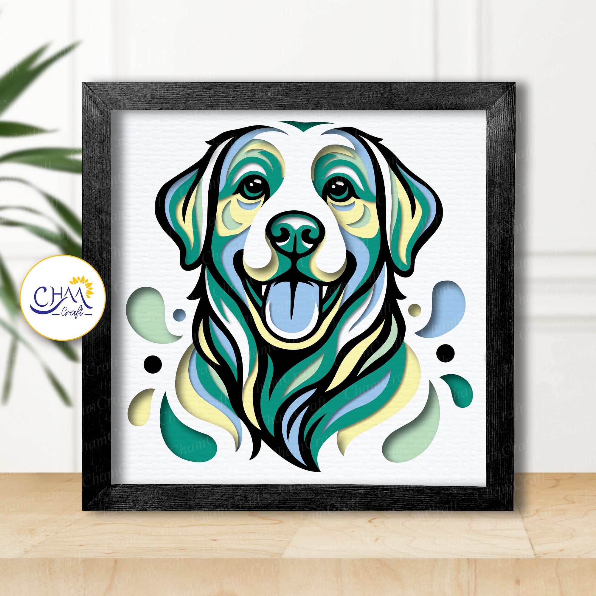 3D Labrador Retriever Shadow Box SVG Paper Cut Template