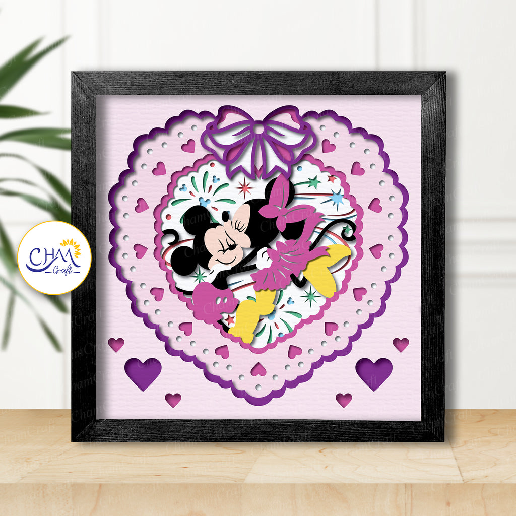 3D Happy Valentine Shadow Box SVG Paper Cut Template