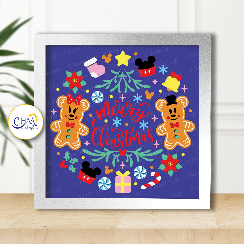 3D Christmas Gingerbread Shadow Box SVG Paper Cut Template