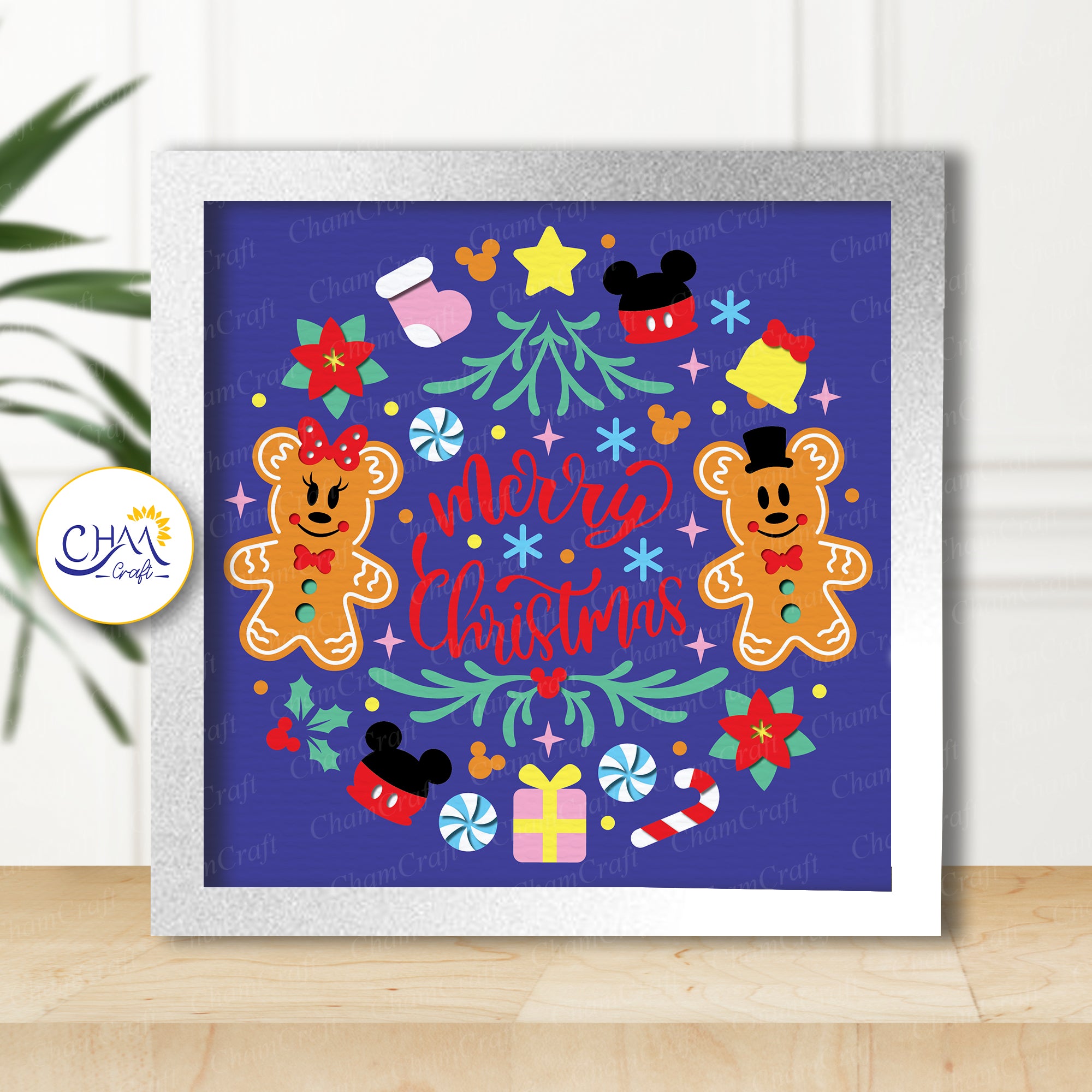 3D Christmas Gingerbread Shadow Box SVG Paper Cut Template