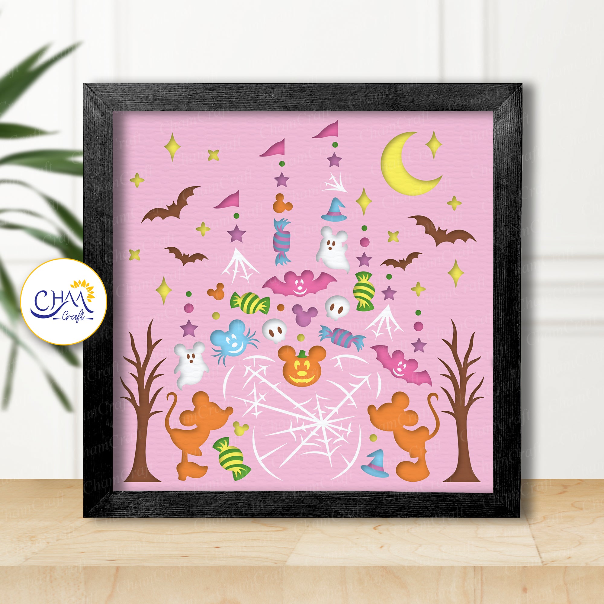 3D Halloween Castle Shadow Box SVG Paper Cut Template