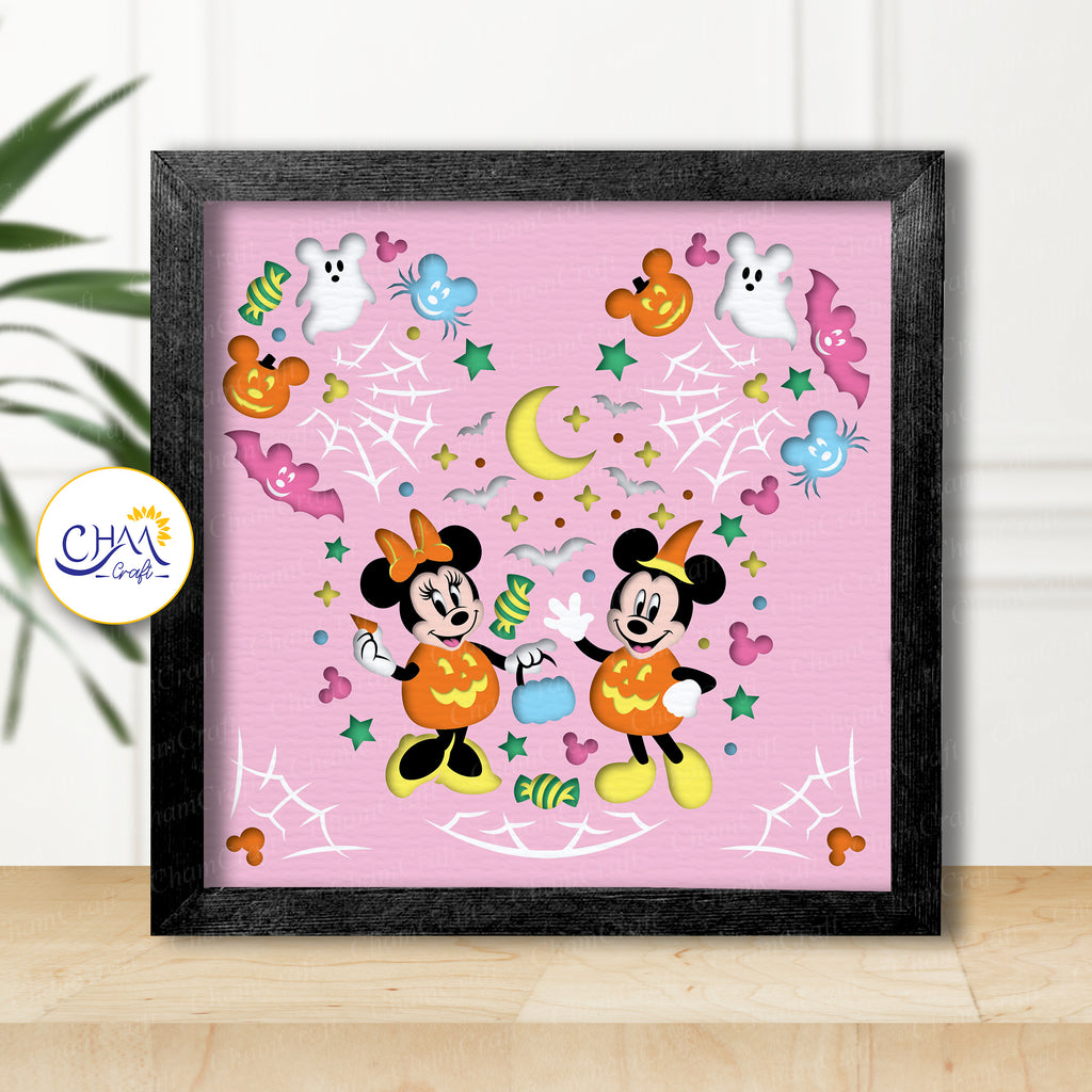 3D Halloween Mouse Shadow Box SVG Paper Cut Template