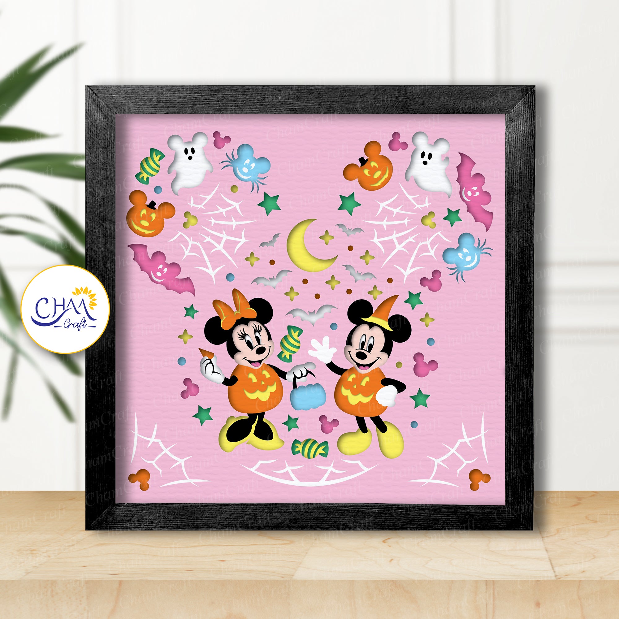 3D Halloween Mouse Shadow Box SVG Paper Cut Template