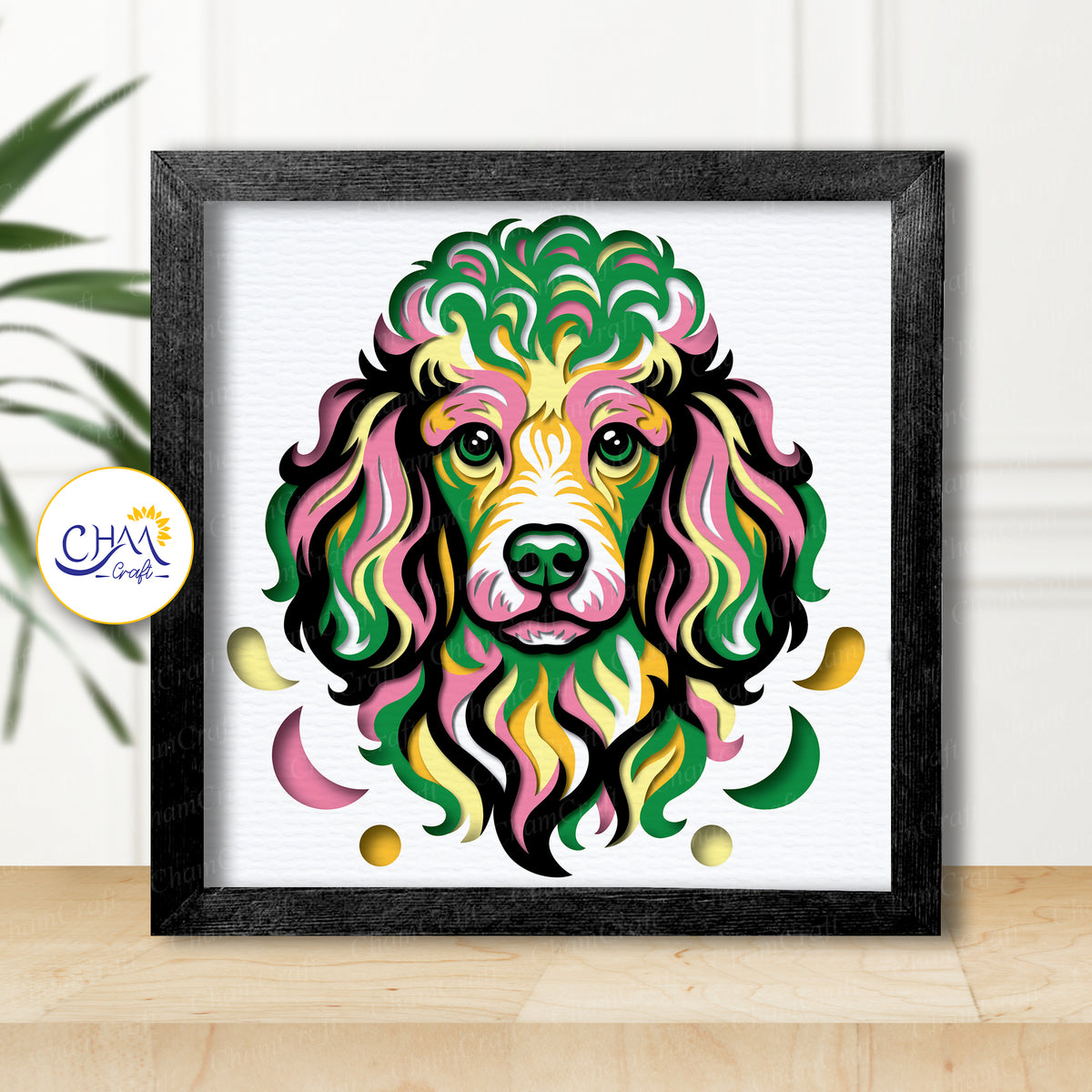3D Poodle Shadow Box SVG Paper Cut Template