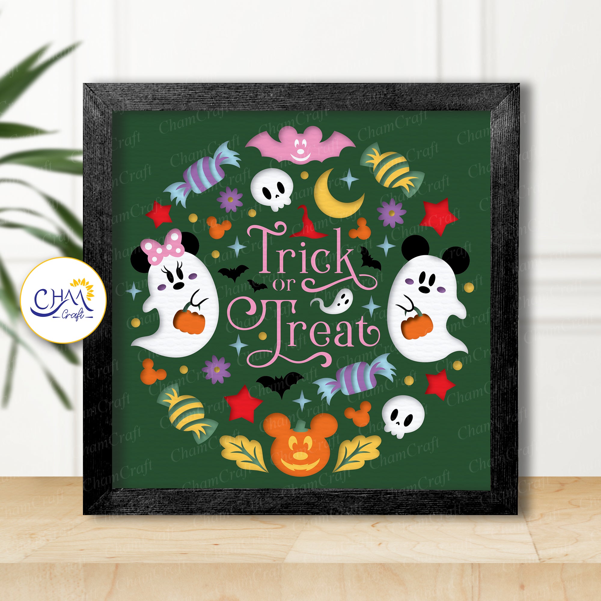 3D Trick Or Treat Shadow Box SVG Paper Cut Template