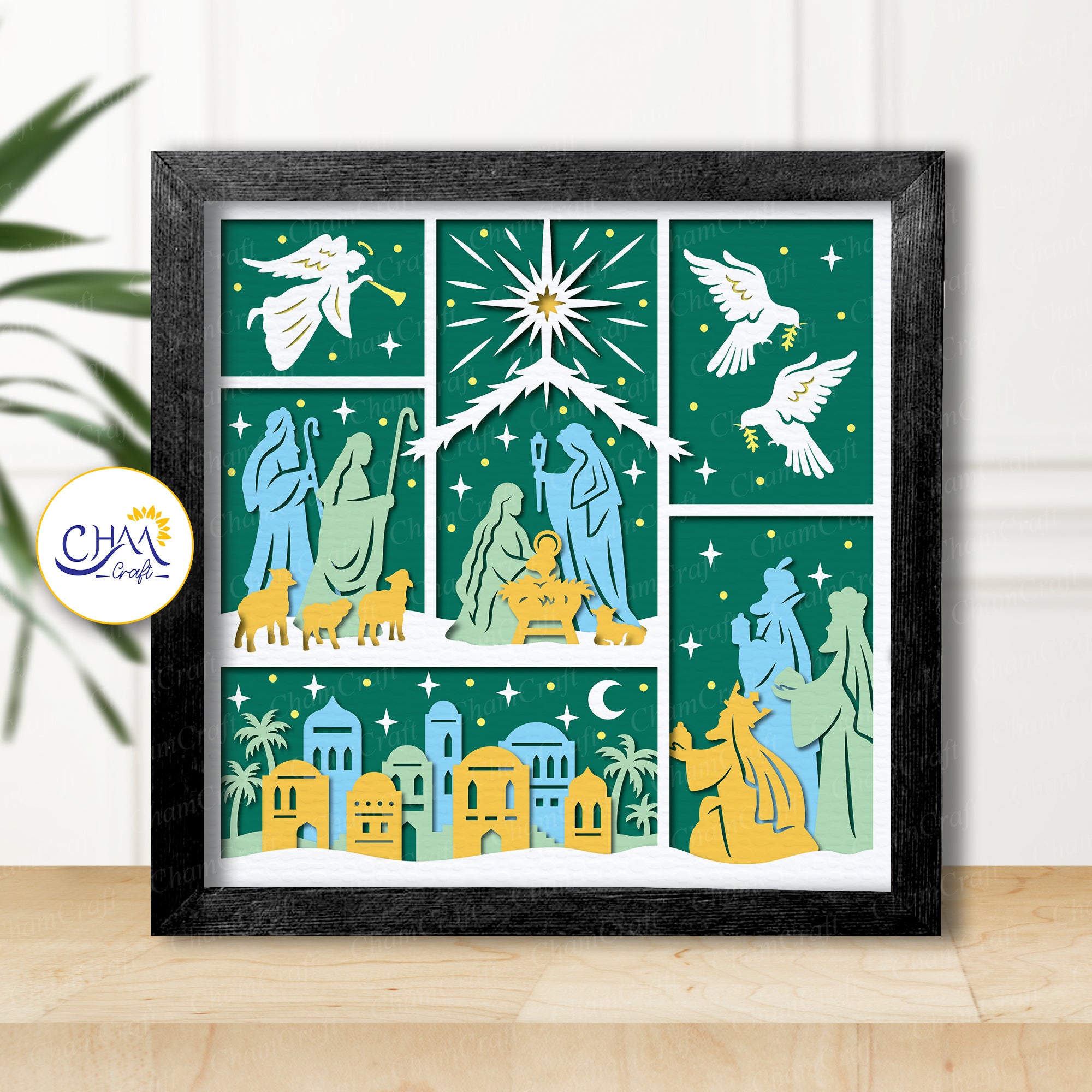 3D Nativity Scene Shadow Box SVG Paper Cut Template