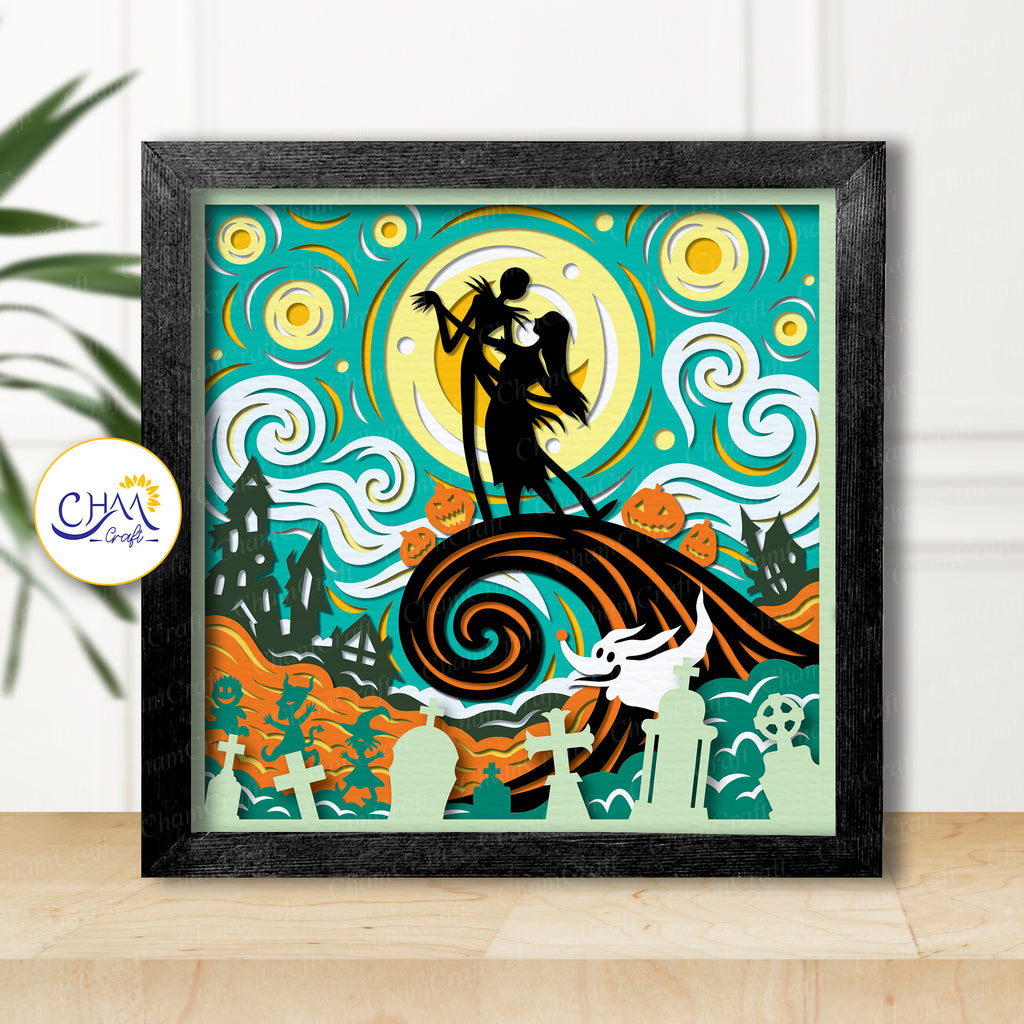 3D Nightmare Before Christmas 2 Shadow Box SVG Paper Cut Template