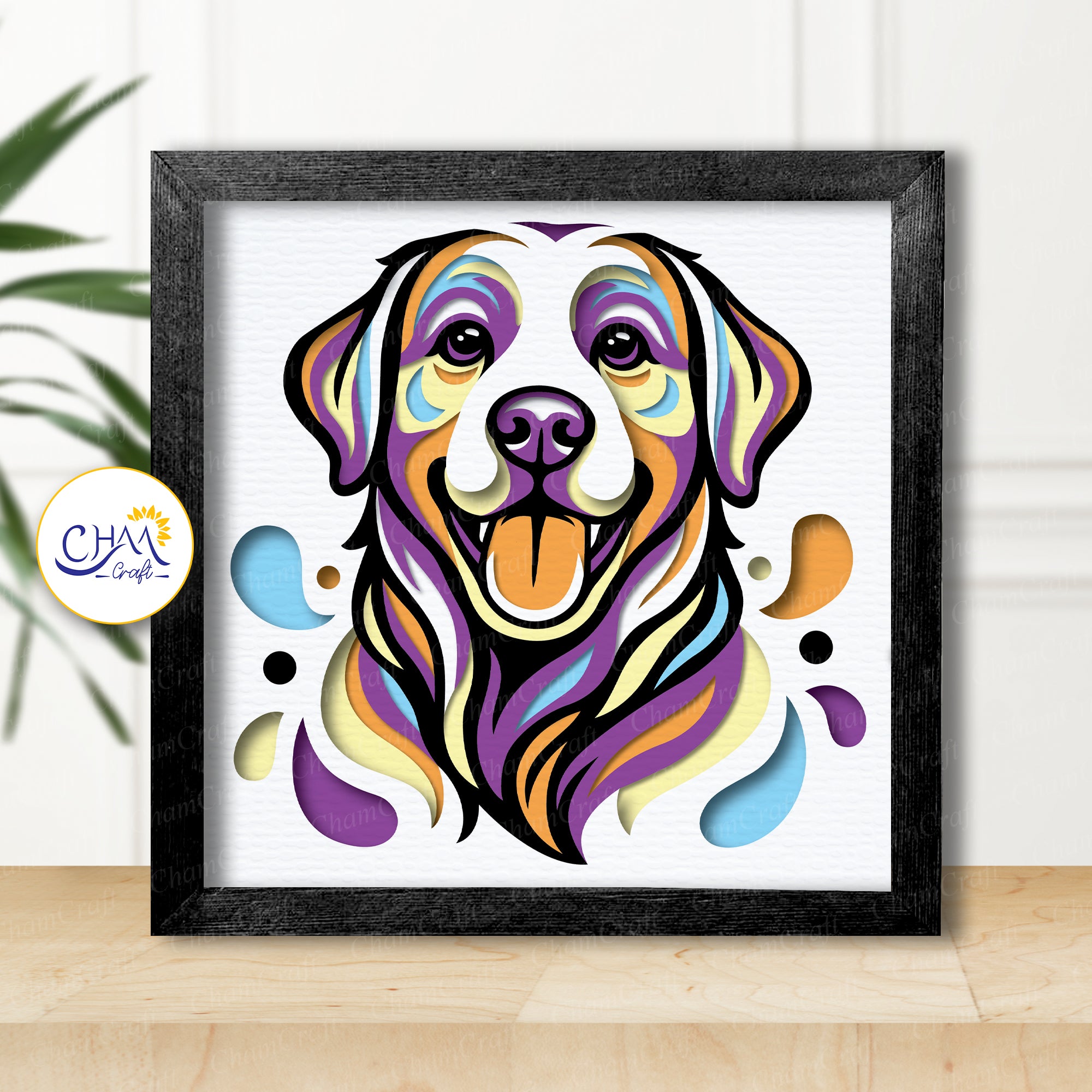 3D Labrador Retriever Shadow Box SVG Paper Cut Template