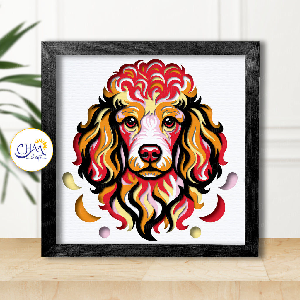 3D Poodle Shadow Box SVG Paper Cut Template