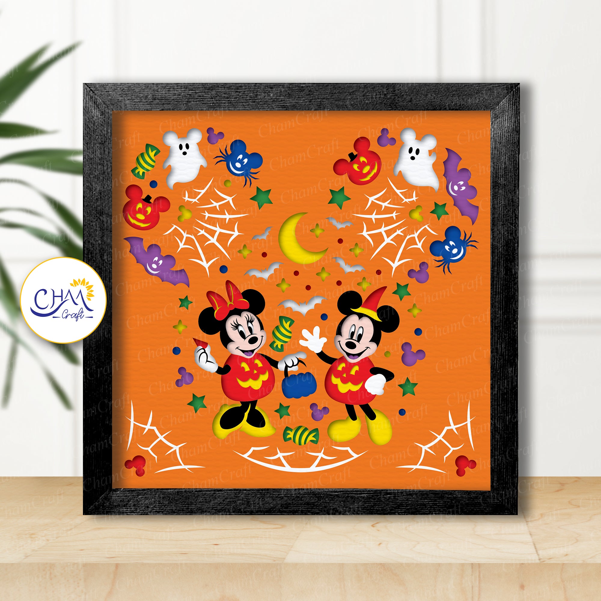 3D Halloween Mouse Shadow Box SVG Paper Cut Template